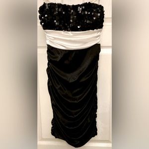 005 Tube Top Tuxedo Cocktail Dress with Sequins